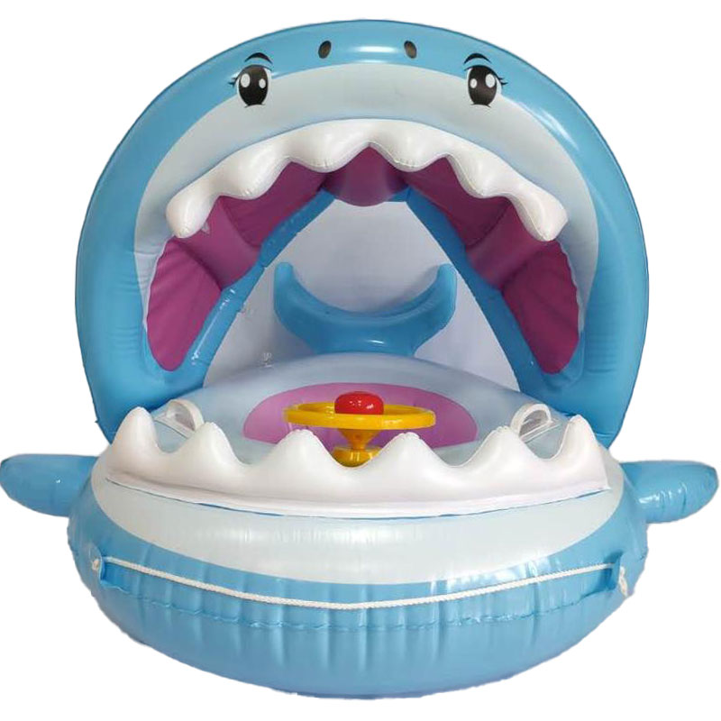 Kids Aged 6-36 Months Float ,Swimming Pool Toddler Float with Inflatable Canopy Shark